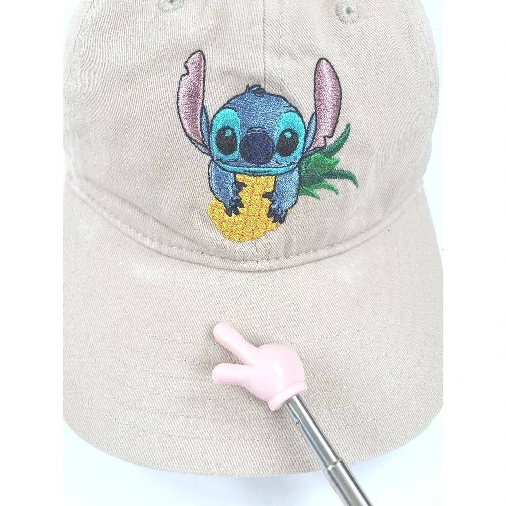 Disney Stitch Baseball Hat Men One Size Tan Pineapple Embroidered Dad Adjustable